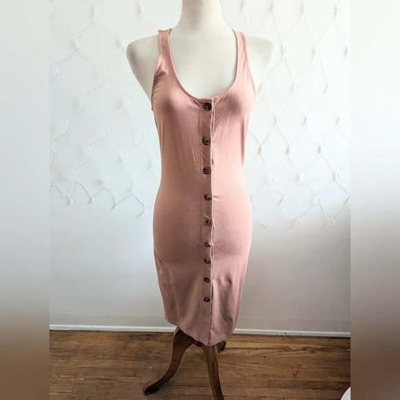 Tank Dress / Dusky Pink / Button Down / Size Medium - Picture 1 of 4